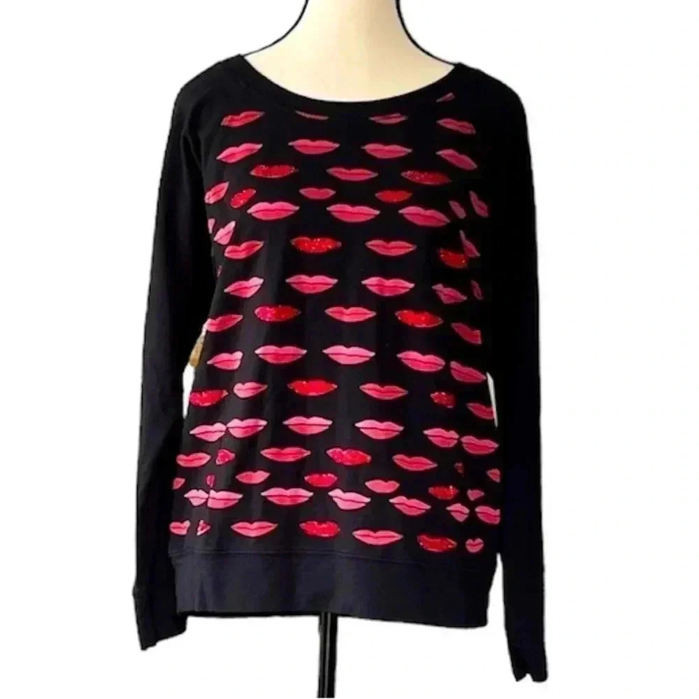 Halogen women’s lips love sweatshirt‎ top Sz M